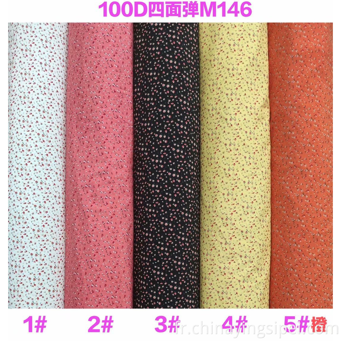 ISP Textile Flower Print 4 Way Stretch 97% Polyester 3% Tissu d'élastane Tissu d'impression pour femme robe